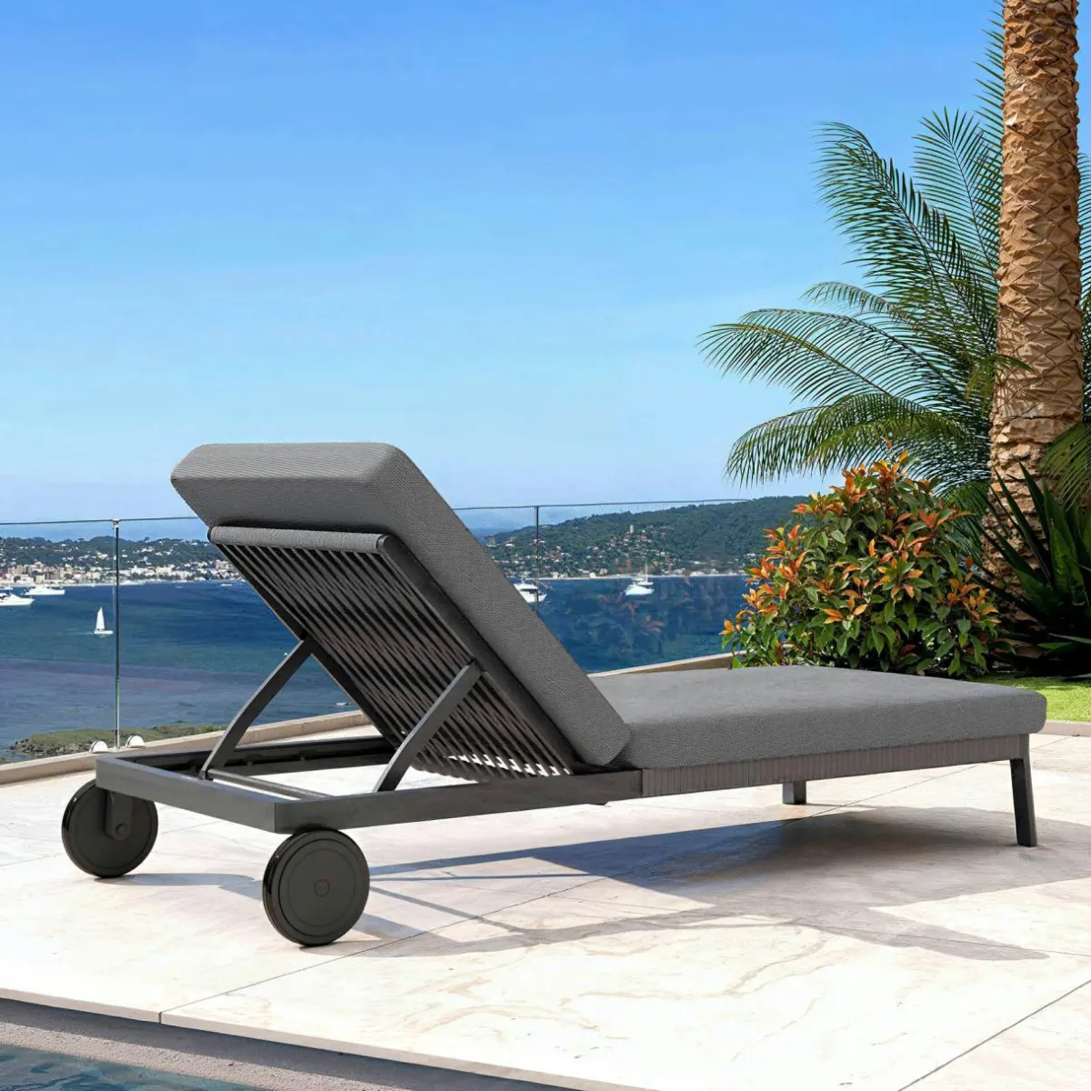 MOBELLIA Transat en aluminium Amalfi Gris Anthracite Sale