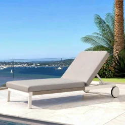 MOBELLIA Transat en aluminium Amalfi Blanc et Taupe Best