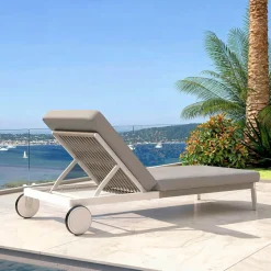 MOBELLIA Transat en aluminium Amalfi Blanc et Taupe Best