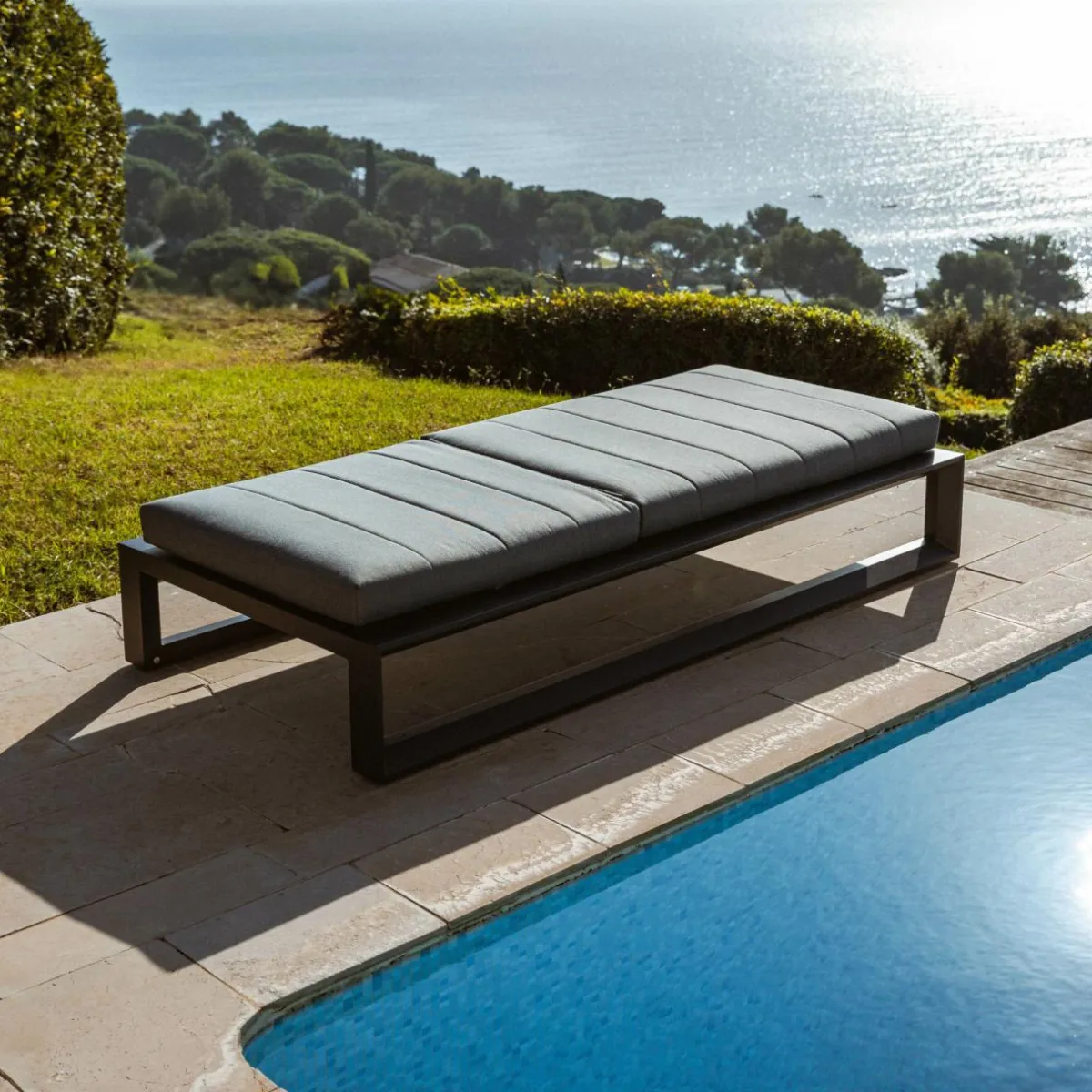 MOBELLIA Transat en aluminium Elba Gris Anthracite Hot