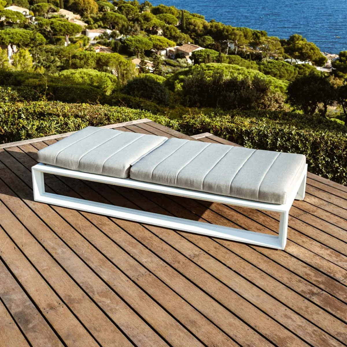 MOBELLIA Transat en aluminium Elba et taupe Blanc Online