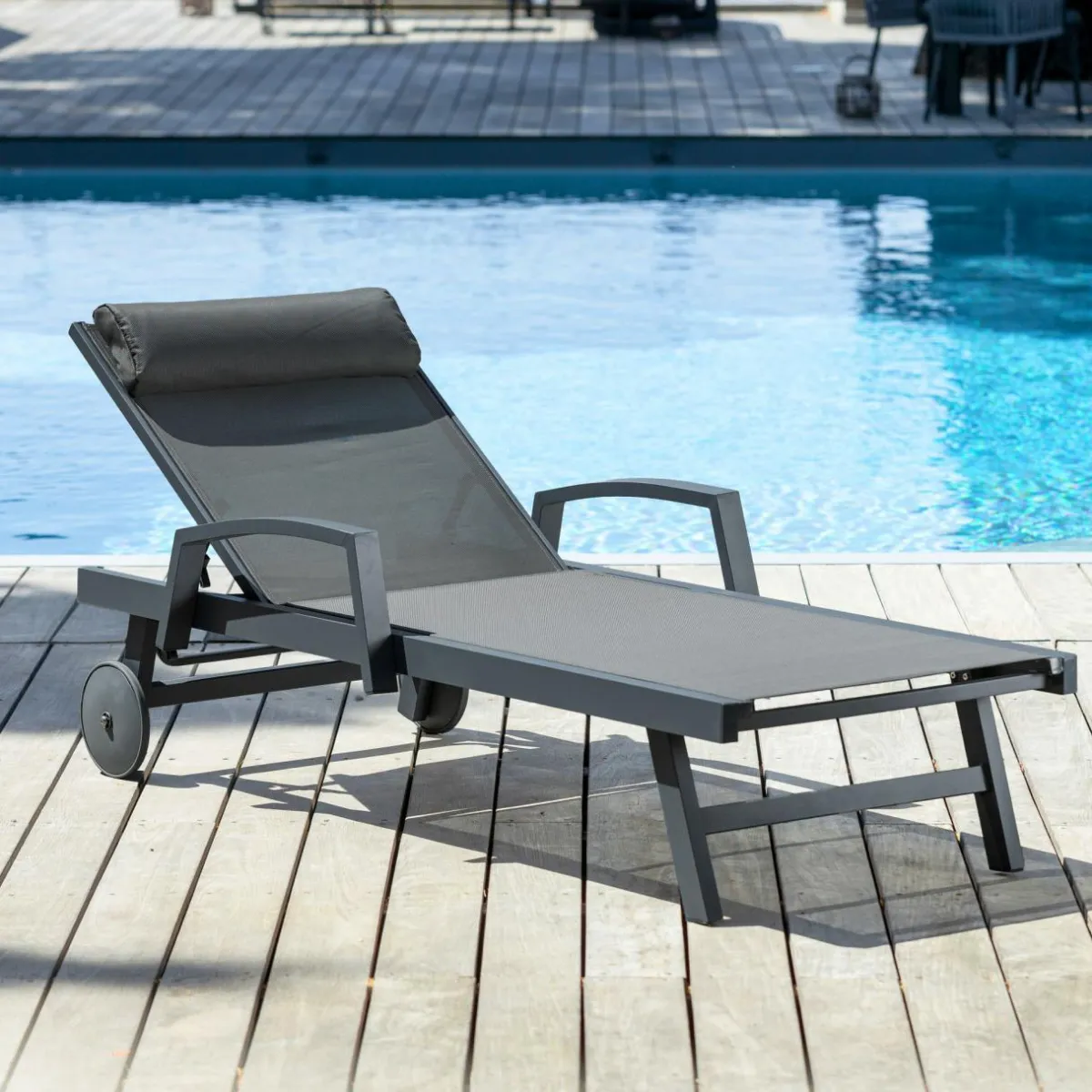 MOBELLIA Transat en aluminium Pirae Gris Anthracite Clearance