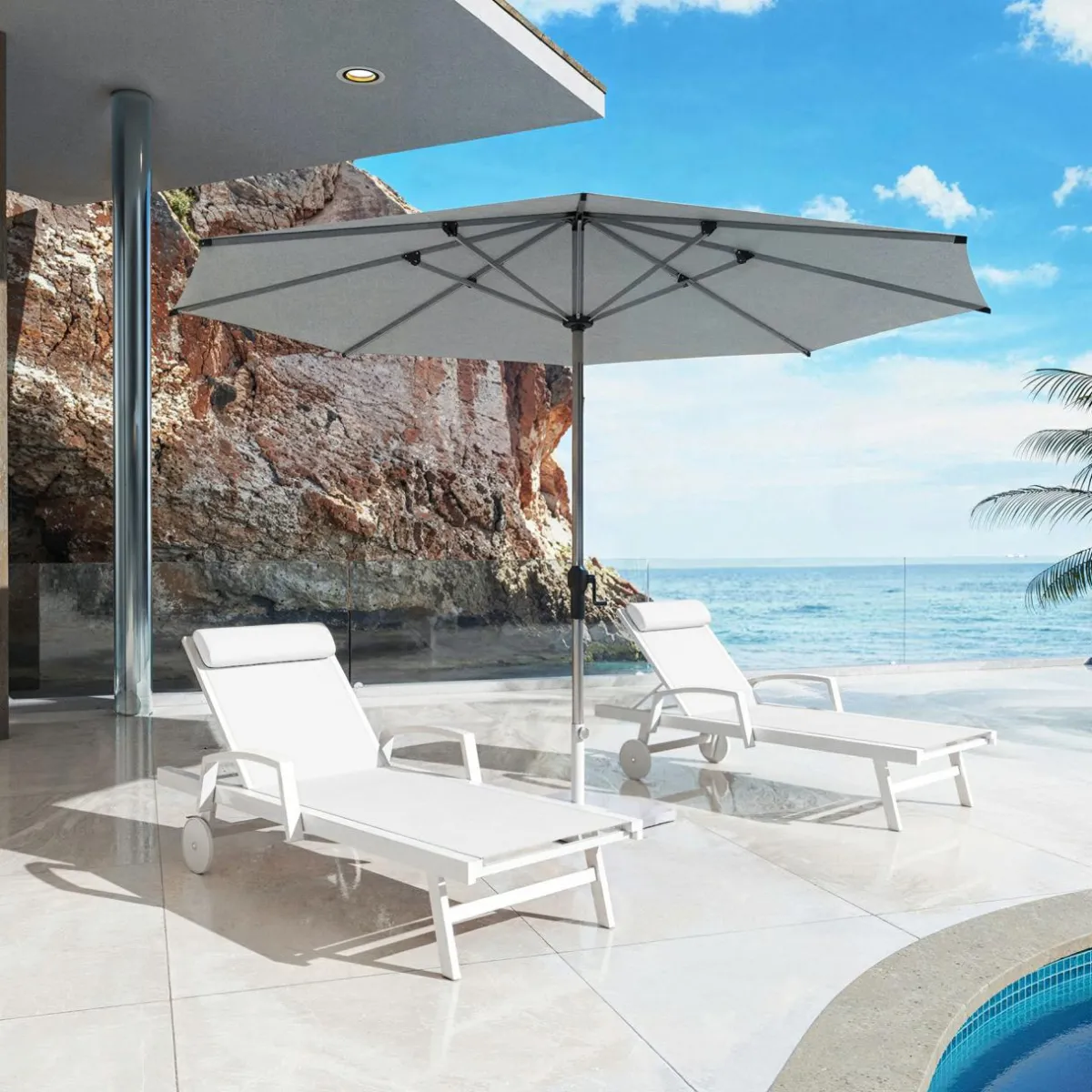 MOBELLIA Transat en aluminium Pirae Blanc New