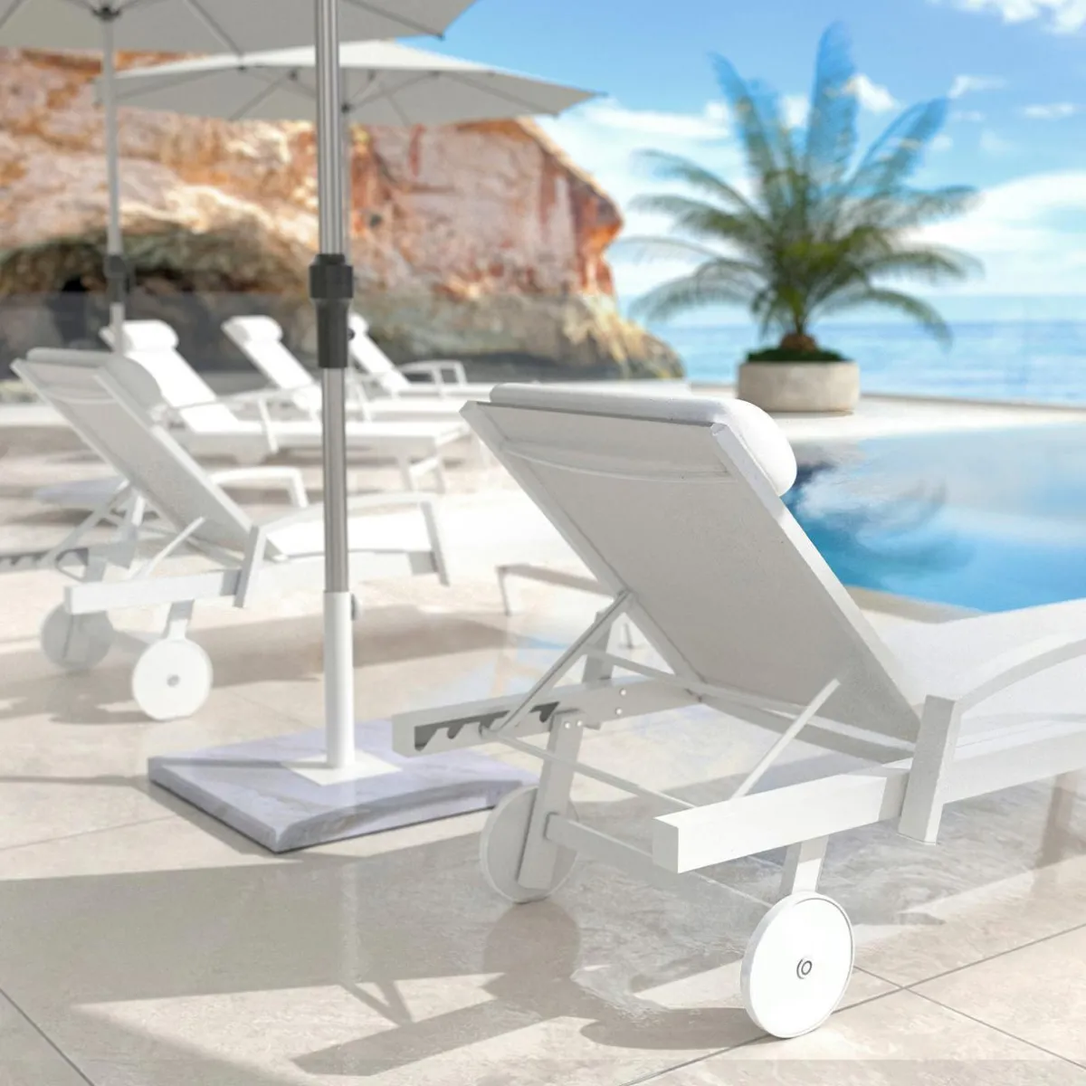 MOBELLIA Transat en aluminium Pirae Blanc New