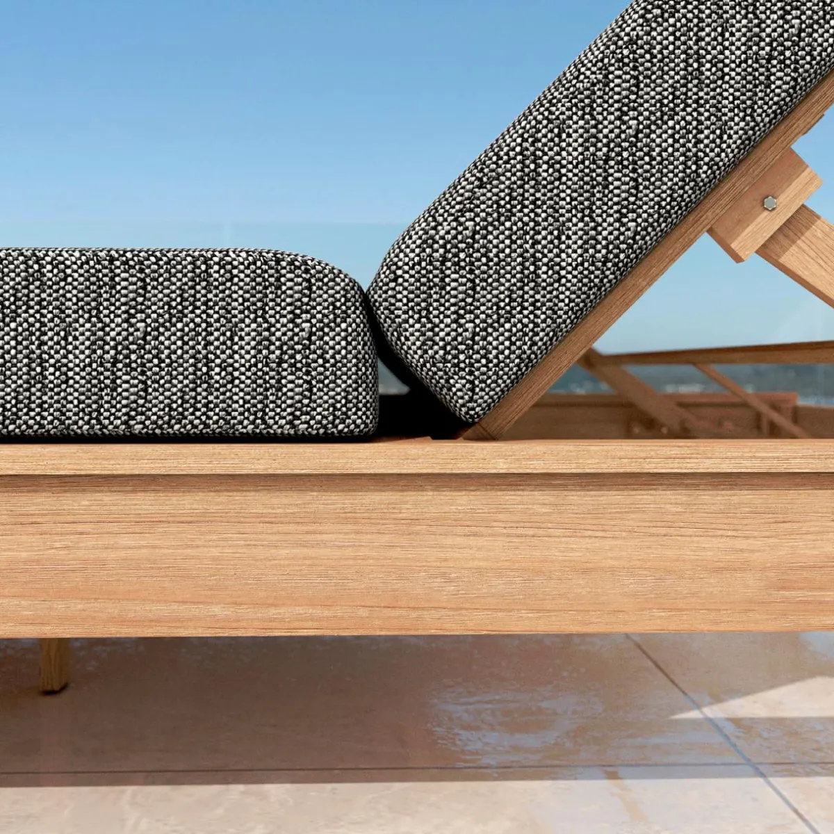 MOBELLIA Transat en bois d'acacia Bornéo Gris Anthracite Hot