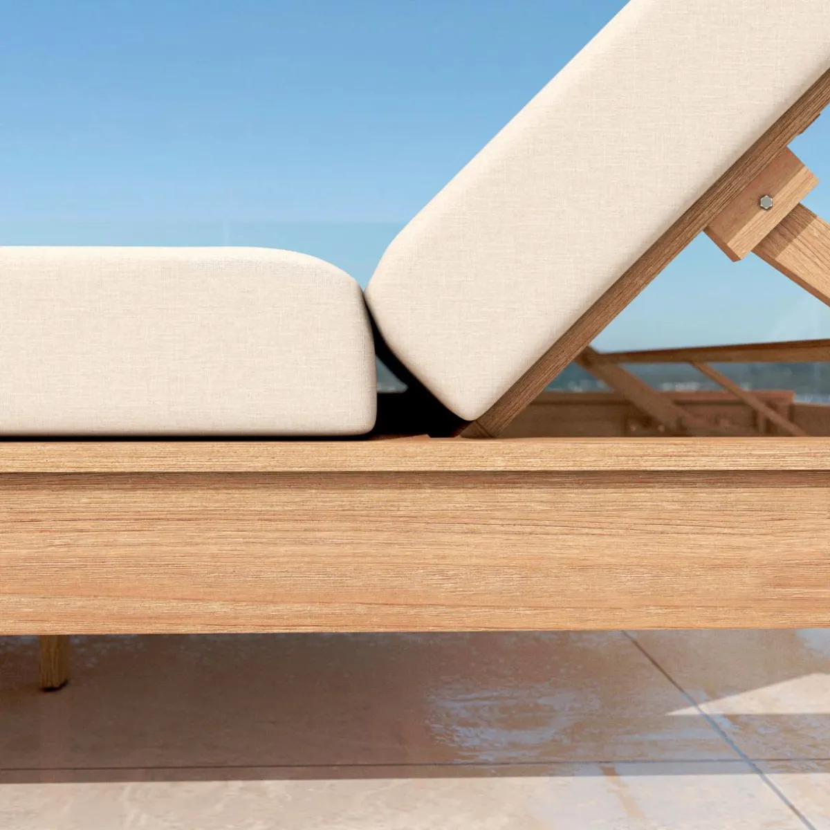 MOBELLIA Transat en bois d'acacia Bornéo Sable Clearance