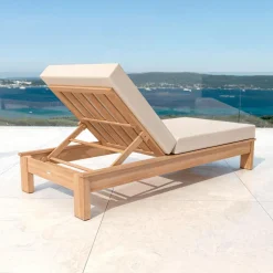 MOBELLIA Transat en bois d'acacia Bornéo Sable Clearance