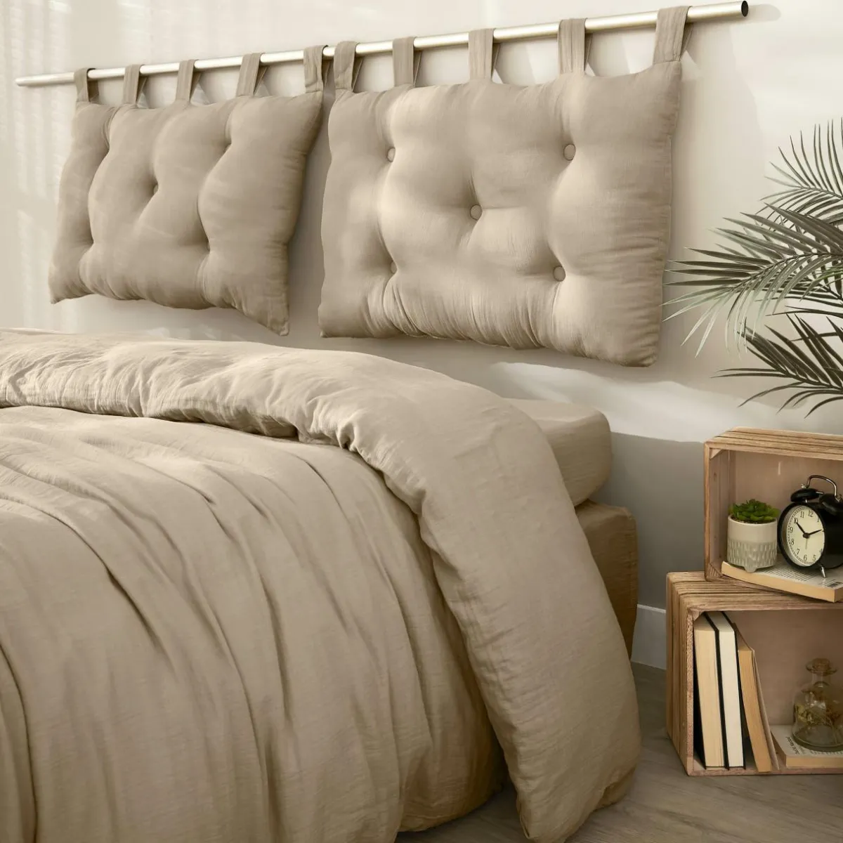 EMINZA Tête de lit coussin gaze de coton (80 x 50 cm) Gaïa Ficelle Clearance