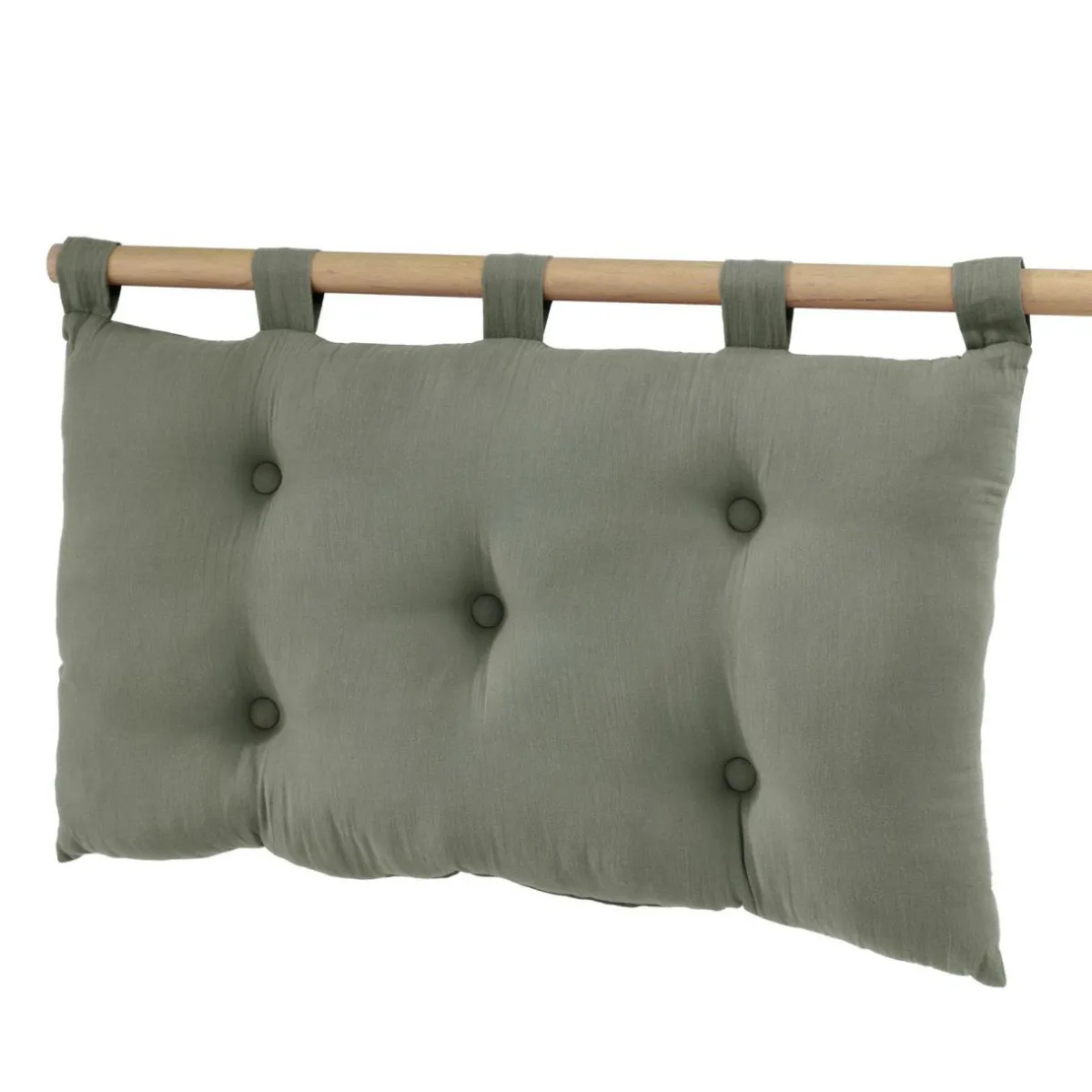 EMINZA Tête de lit coussin gaze de coton (80 x 50 cm) Gaïa Vert romarin Outlet