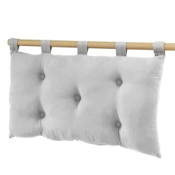EMINZA Tête de lit coussin gaze de coton (80 x 50 cm) Gaïa Gris nuage Gris clair Clearance
