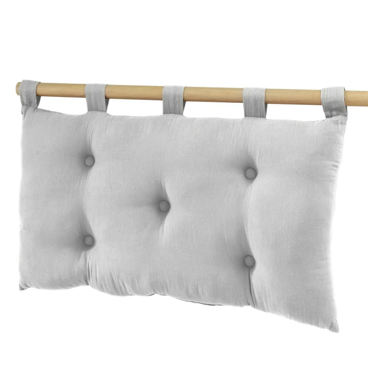 EMINZA Tête de lit coussin gaze de coton (80 x 50 cm) Gaïa Gris nuage Gris clair Clearance