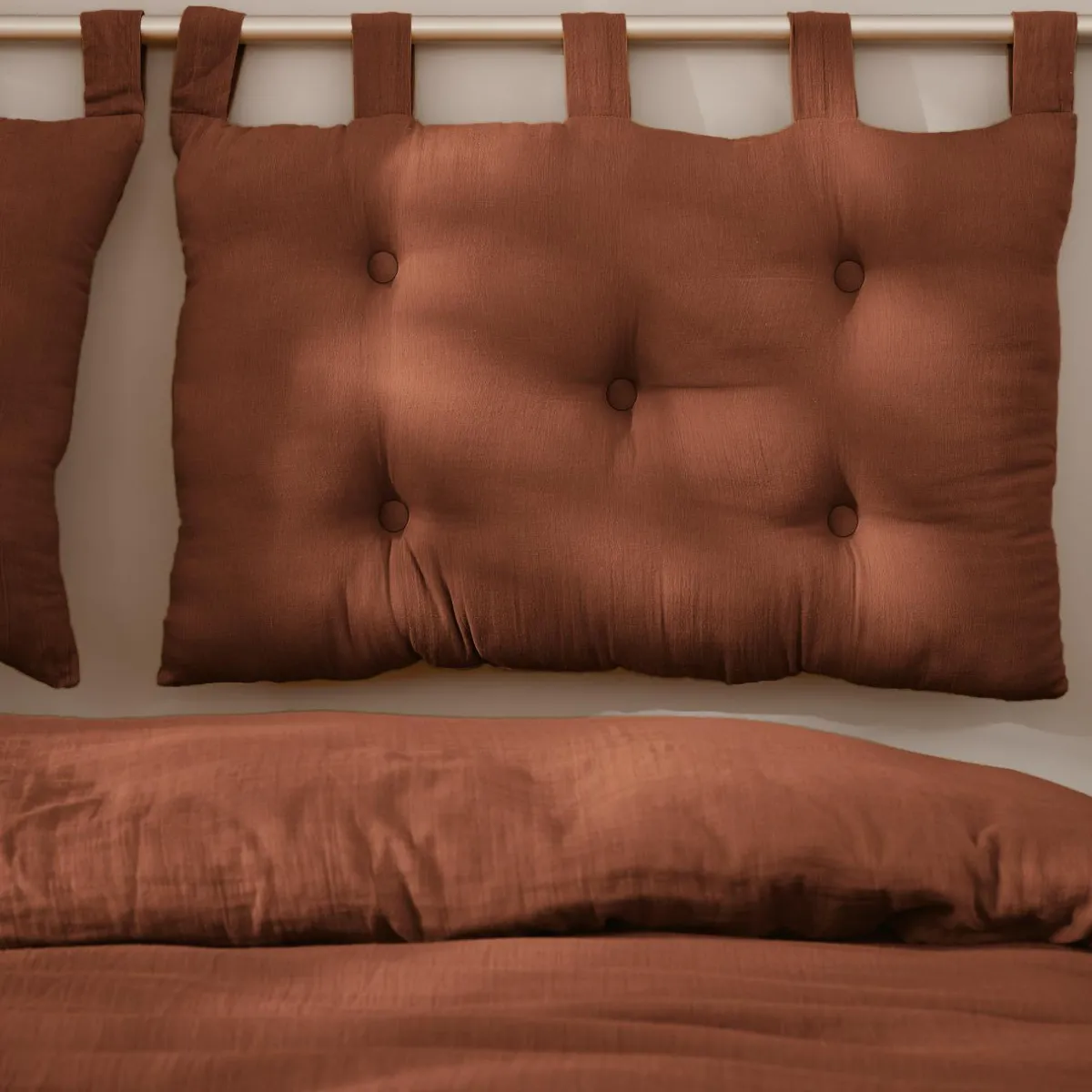 EMINZA Tête de lit coussin gaze de coton (80 x 50 cm) Gaïa Terracotta Outlet