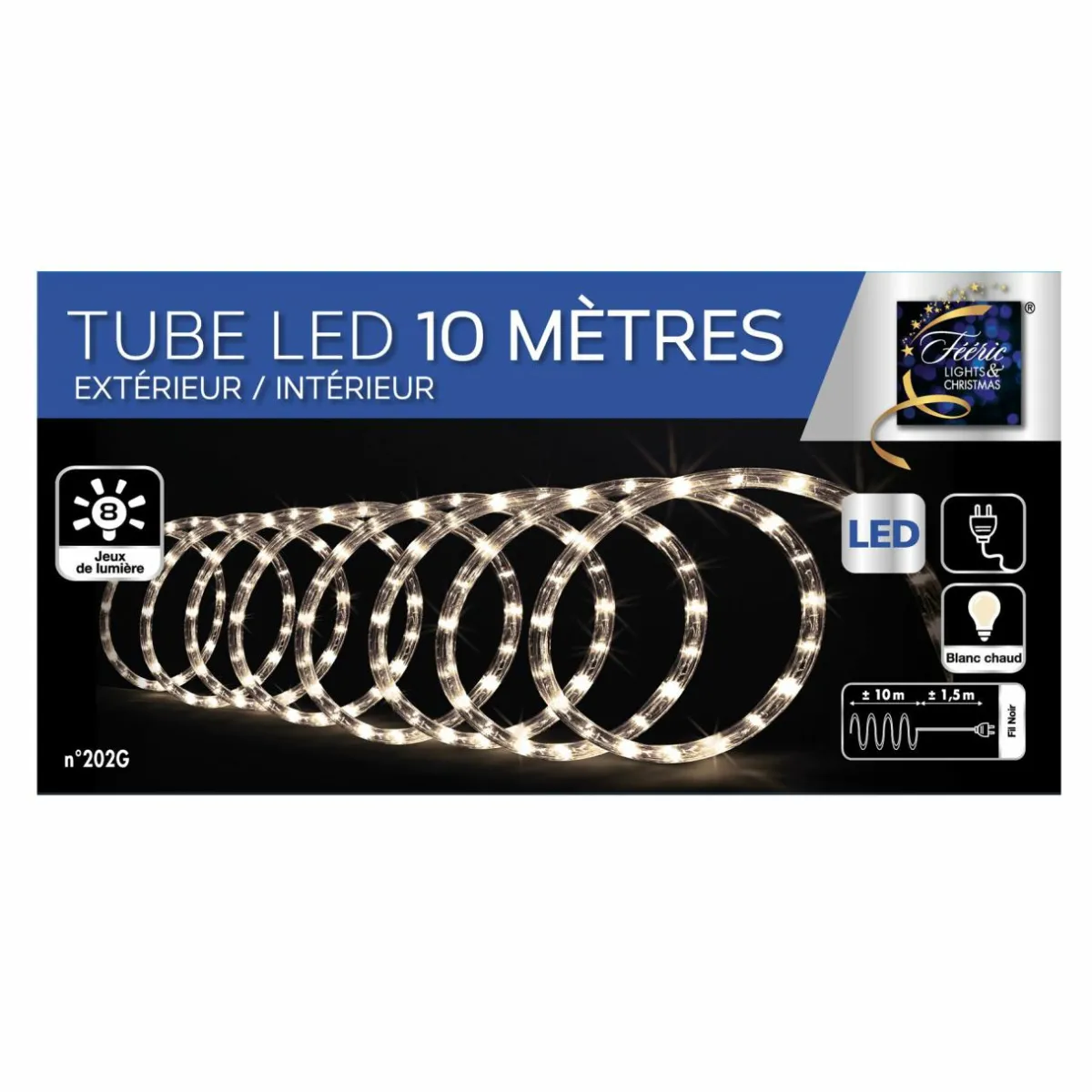 Feeric Lights & Christmas Tube lumineux 180 LED (10 m) Blanc chaud