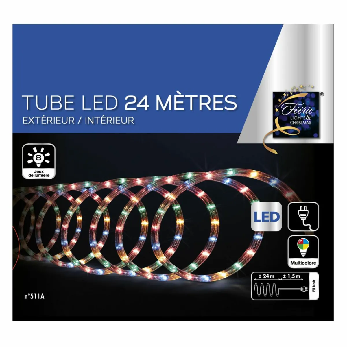 Feeric Lights & Christmas Tube lumineux 432 LED (24 m) Multicolore Discount