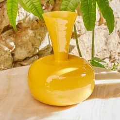 #N/A Vase en métal émaillé fait main (H23 cm) Cléa brillant Jaune Discount