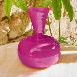 #N/A Vase en métal émaillé fait main (H23 cm) Cléa fuschia brillant Rose Discount
