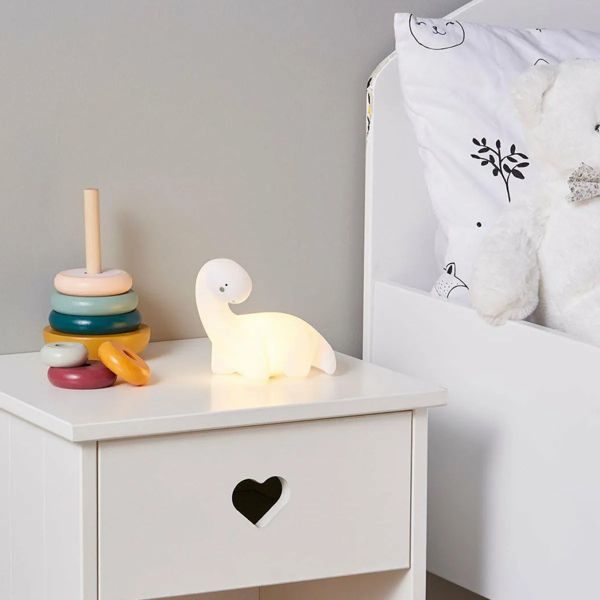 OSTARIA Veilleuse enfant (L13.2 cm) Dino he Blanc Hot