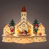 KAEMINGK Village de Noël en bois lumineux et musical à piles (30 x H24 cm) Église et casse-noisette Best