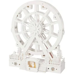 KOOPMAN Village de Noël en bois lumineux et animé (H30 cm) Grande roue de Noël Blanc Online