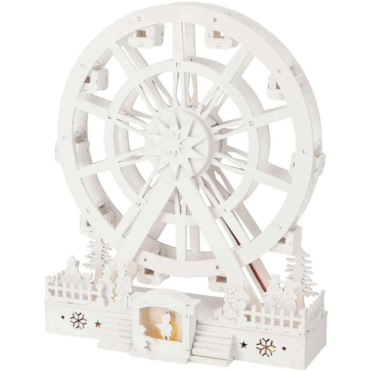 KOOPMAN Village de Noël en bois lumineux et animé (H30 cm) Grande roue de Noël Blanc Online