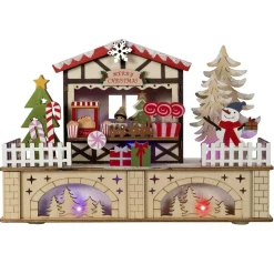 BLACHERE Village de Noël en bois lumineux à piles/USB (25 x H18 cm) Gourmandises Colorées Multicolore Online
