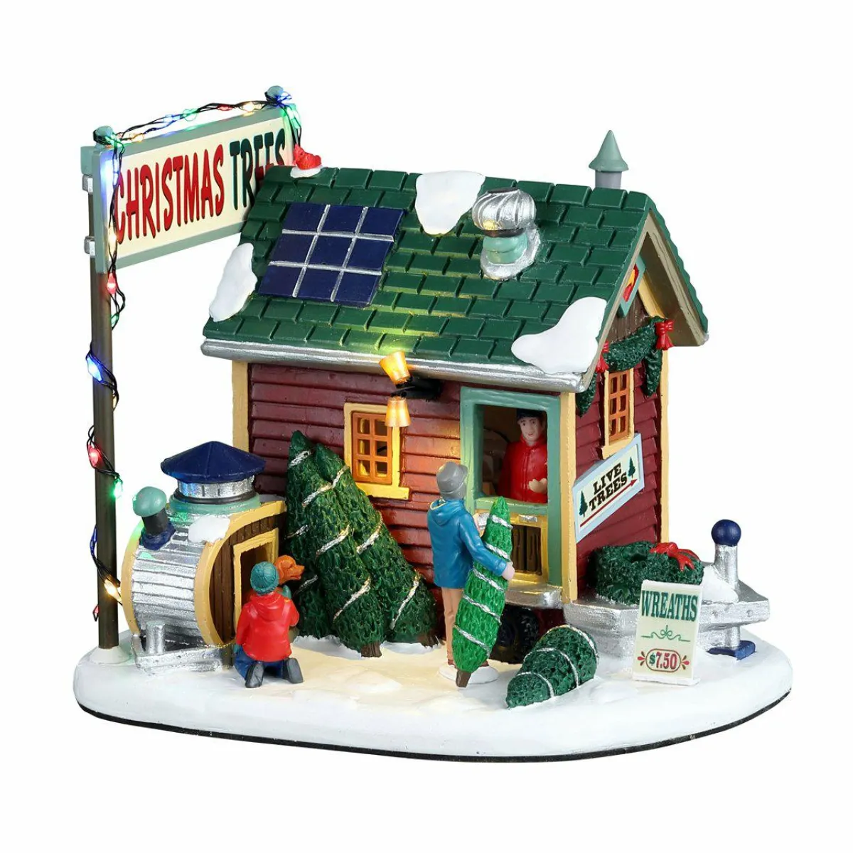 LEMAX Village de Noël à piles lumineux Tiny house des sapins