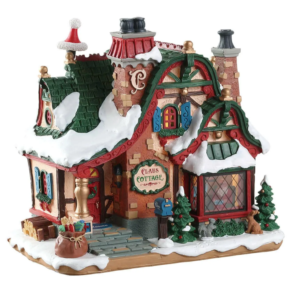 LEMAX Village de Noël à piles lumineux Maison du Père Noël New