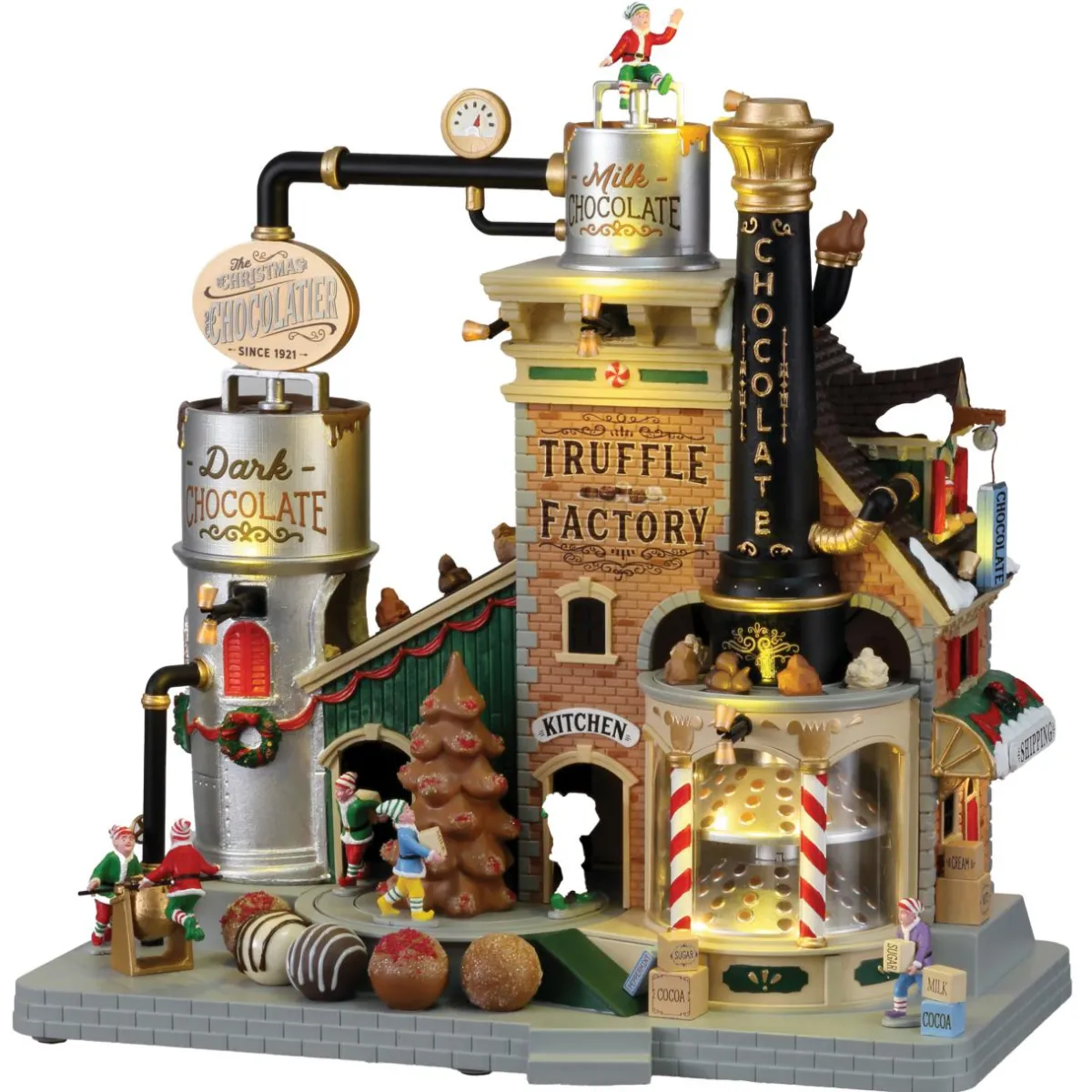 LEMAX Village de Noël lumineux, musical et animé Usine de Truffes chocolatées de Noël Clearance