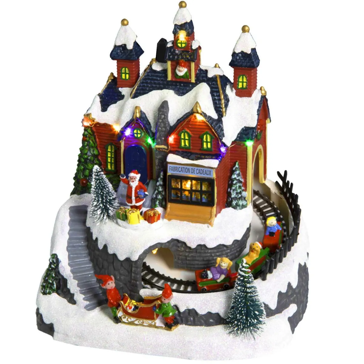 Feeric Lights & Christmas Village de Noël lumineux à piles Atelier et train de Noël lumineux et musical Clearance