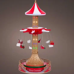 KAEMINGK Village de Noël lumineux animé et musical (H52 cm) Manège à sensation Rouge Best