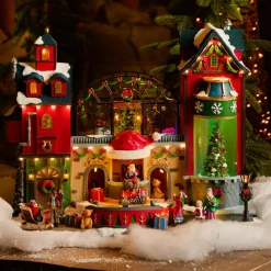 KAEMINGK Village de Noël lumineux, animé et musical La fabrique à jouets Multicolore Best
