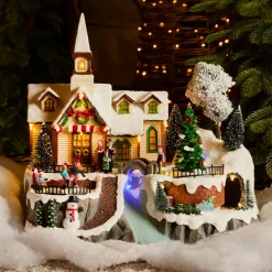 KAEMINGK Village de Noël lumineux, animé et musical (H33 cm) Eglise et chanteurs Multicolore Clearance