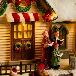 KAEMINGK Village de Noël lumineux, animé et musical (H33 cm) Eglise et chanteurs Multicolore Clearance