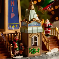 KAEMINGK Village de Noël lumineux, animé et musical (H47 cm) Manège avions Multicolore Discount