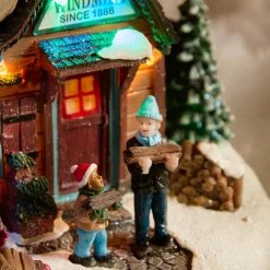 KAEMINGK Village de Noël lumineux, animé et musical (H34 cm) Moulin et enfants Multicolore Hot