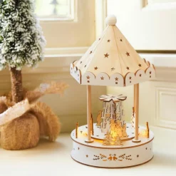 KAEMINGK Village de Noël lumineux animé et musical à piles (H26 cm) Kiosque Naturel Outlet