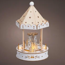 KAEMINGK Village de Noël lumineux animé et musical à piles (H26 cm) Kiosque Naturel Outlet