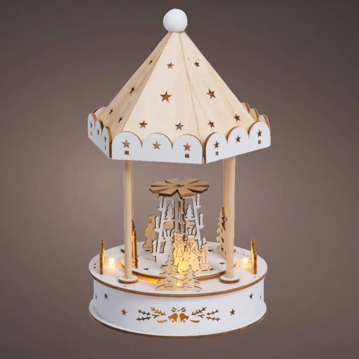 KAEMINGK Village de Noël lumineux animé et musical à piles (H26 cm) Kiosque Naturel Outlet