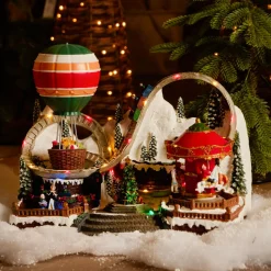 KAEMINGK Village de Noël lumineux animé et musical (H27 cm) Parc d'attraction Multicolore Clearance