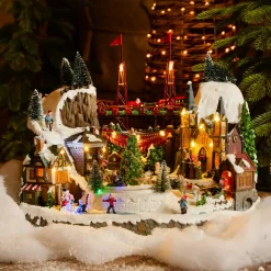 KAEMINGK Village de Noël lumineux et musical Ville festive et Chemin de fer Discount