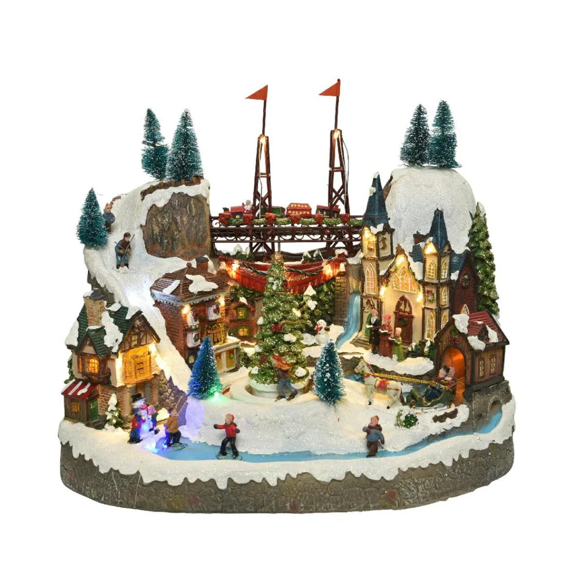 KAEMINGK Village de Noël lumineux et musical Ville festive et Chemin de fer Discount