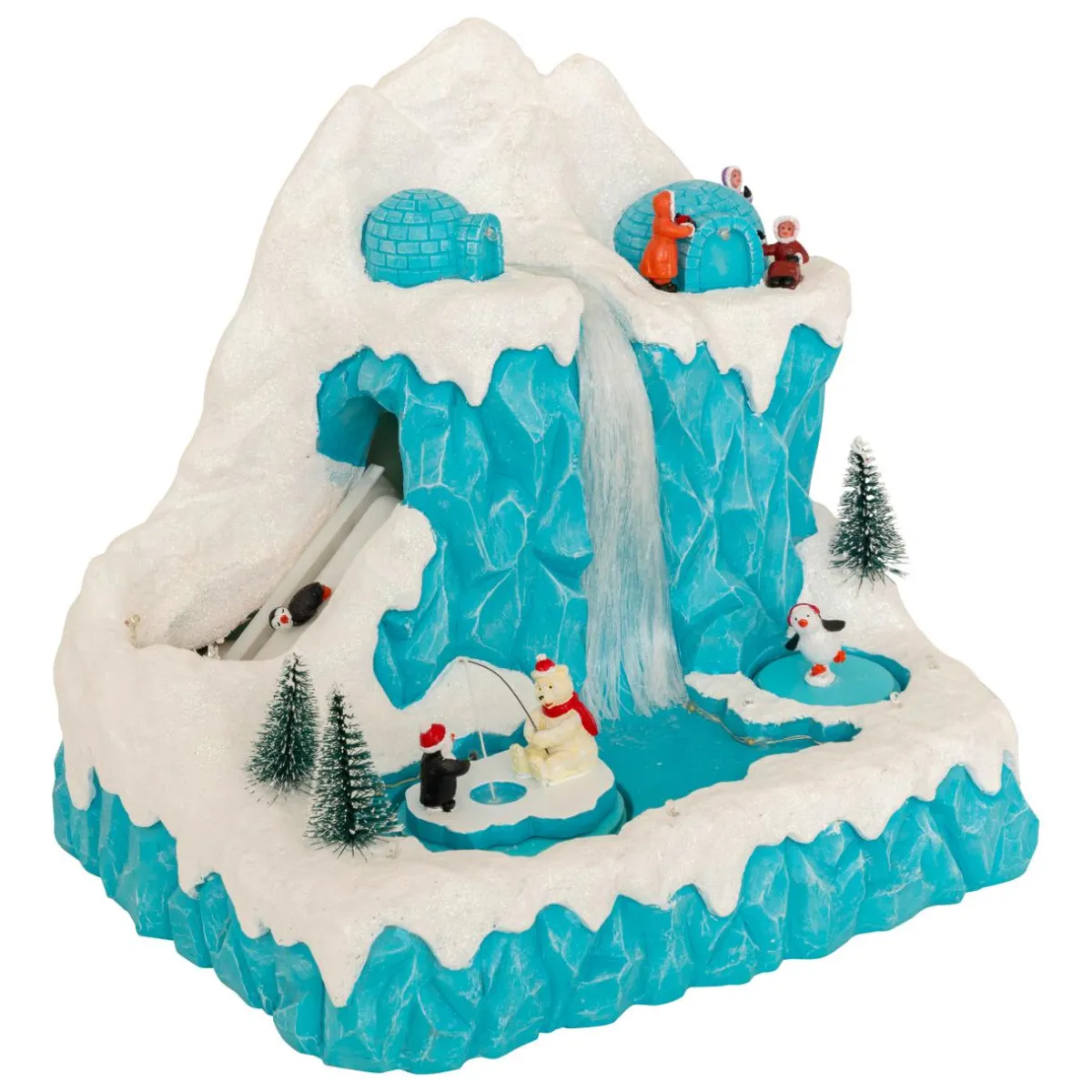 JJA Village de Noël musical et animé (H26 cm) Banquise des pingouins Bleu Clearance