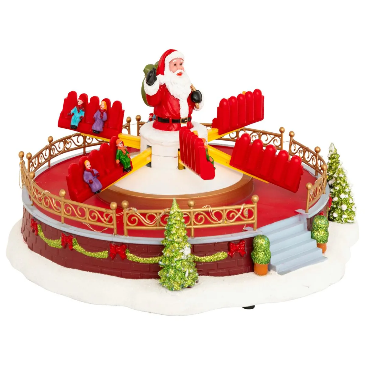 JJA Village de Noël musical et animé (H29 cm) Manège à sensation Multicolore Discount