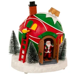 JJA Village de Noël musical et animé à piles (H22 cm) Cabane du Père Noël Multicolore Online