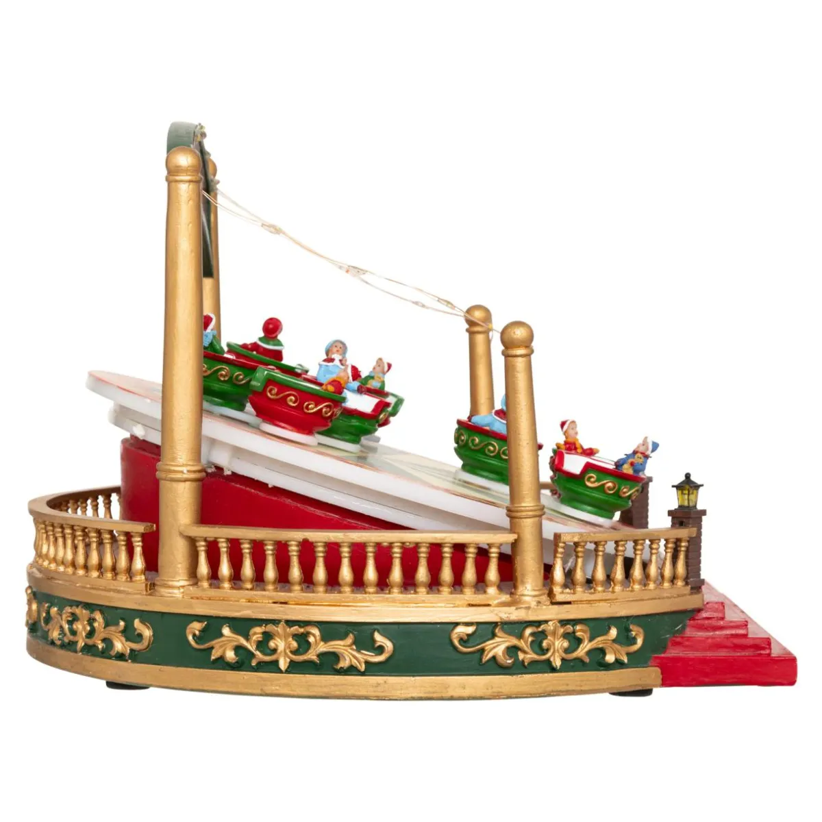 JJA Village de Noël musical et animé sur piles (H26 cm) Manège Tasses tournantes Multicolore Online