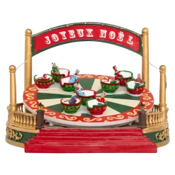 JJA Village de Noël musical et animé sur piles (H26 cm) Manège Tasses tournantes Multicolore Online