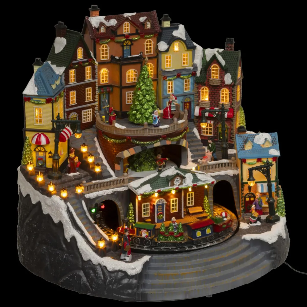 JJA Village de Noël musical et animé (H37 cm) Grande gare Multicolore Online