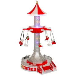 JJA Village de Noël musical et animé (H52 cm) Manège chaises volantes Multicolore