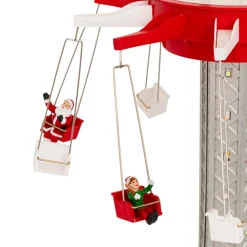 JJA Village de Noël musical et animé (H52 cm) Manège chaises volantes Multicolore