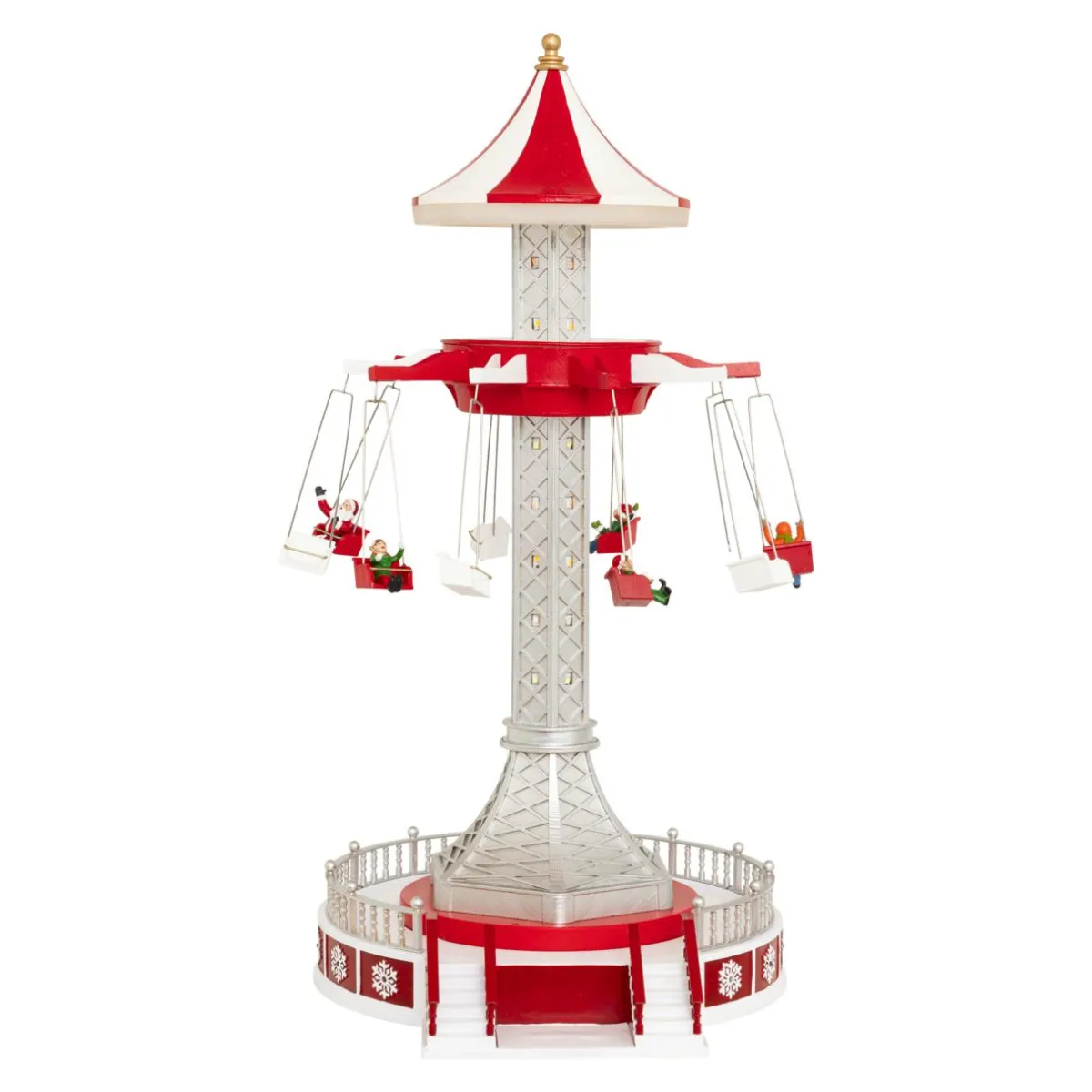 JJA Village de Noël musical et animé (H52 cm) Manège chaises volantes Multicolore